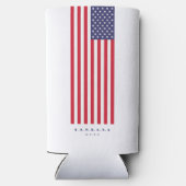 7月モダン星アメリカ国旗の第4位ストライプ スリム缶クーラー (裏面)