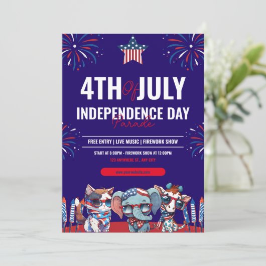 7月モダン独立記念日の海軍と赤 招待状 (スタンド正面)