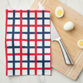 7月モダン赤白青愛国網の4日 キッチンタオル (四つ折り)