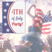 7月モダン赤白青4日パーティー 招待状