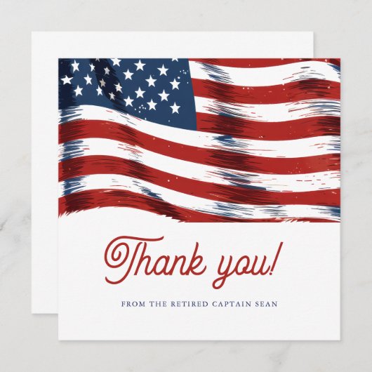 7月モダン軍引退の米国国旗4日 サンキューカード (正面/裏面)