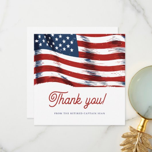 7月モダン軍引退の米国国旗4日 サンキューカード (正面/裏面インサイチュ)