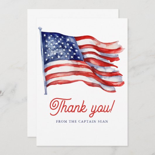 7月モダン軍引退の米国国旗4日 サンキューカード (正面/裏面)