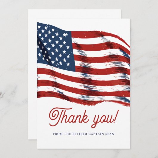7月モダン軍引退の米国国旗4日 サンキューカード (正面/裏面)