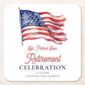 7月モダン軍引退の米国国旗4日 スクエアペーパーコースター (正面)