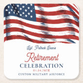 7月モダン軍引退の米国国旗4日 スクエアペーパーコースター (正面)