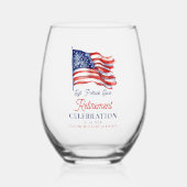 7月モダン軍引退の米国国旗4日 ステムなしワイングラス (正面)