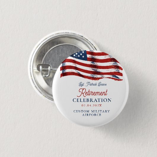 7月モダン軍引退の米国国旗4日 缶バッジ (正面&裏面)