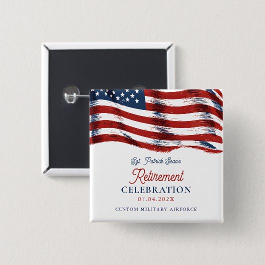 7月モダン軍引退の米国国旗4日 缶バッジ (正面&裏面)