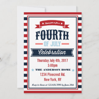 7月モダン4日お祝いパーティの招待状 招待状