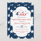 7月モダン4日の花火大会スターズバーベキュー 招待状 (正面/裏面)