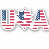 7月モダン4日アメリカ愛国国旗モノグラム シール (正面)