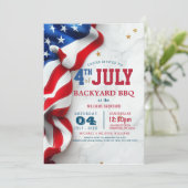 7月モダン4日バックヤードBBQ I国旗 招待状 (スタンド正面)