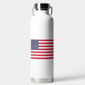 7月モダン4日米国国旗の名前をカスタムする ウォーターボトル (正面)