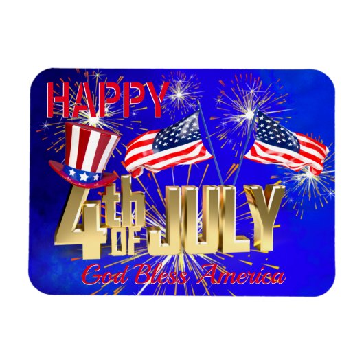 7月モダン4日米国国旗 マグネット (横)