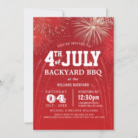 7月モダン4日Backyard BBQ I花火 招待状 (正面)