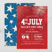 7月モダン4日Backyard BBQ I花火 招待状 (正面/裏面)