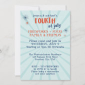 7月モダン4日Fireworksパーティの招待状 招待状 (正面)