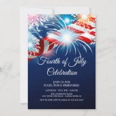 7月モダン4日Fireworks招待状 招待状 (正面)