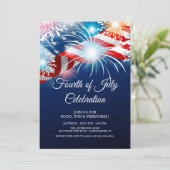 7月モダン4日Fireworks招待状 招待状 (スタンド正面)