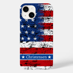 7月モノグラム名の愛国的アメリカ国旗4日 Case-Mate iPhone 14ケース