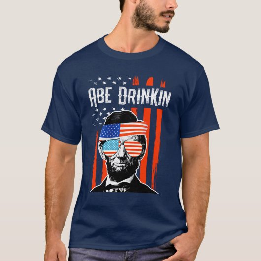 7月リンカーンのパーティーのAbe Drinkinのおもしろいな第4 Tシャツ (正面)