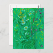 7月ワイルドフラワーサマーフラワーズ絵画フローラ ポストカード (正面/裏面)