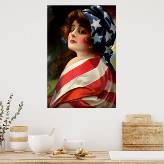 7月ヴィンテージ愛国芸術の第4章旗 ポスター (キッチン)