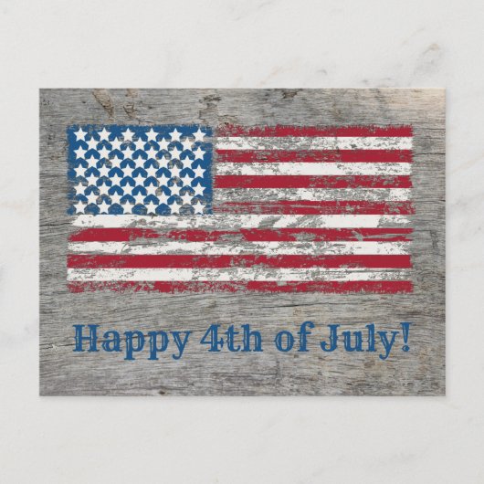 7月動揺して4日アメリカ国旗Happy 4 ポストカード (正面)