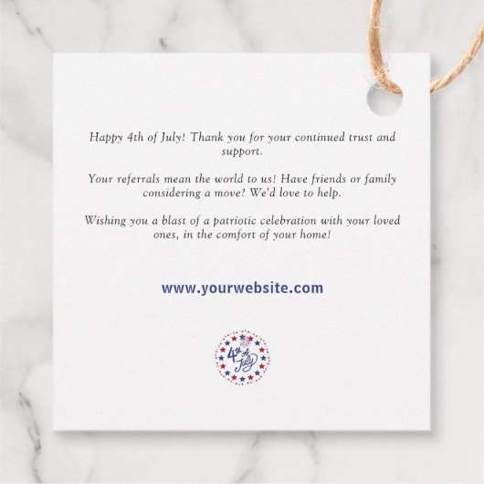 7月四日実在財感謝してい紹介マーケティング フェイバータグ (裏面)