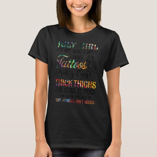 7月女の子タトオかわいらし目の太い太い太ももホロスコー Tシャツ (正面)