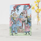 7月引用文の第4を祝っているビクトリアンな女の子 カード (黄色い花)