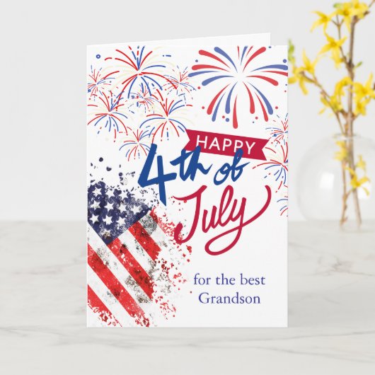 7月愛国心の孫4日 カード (黄色い花)