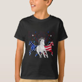 7月愛国的アメリカ国旗の第4馬 Tシャツ (正面)