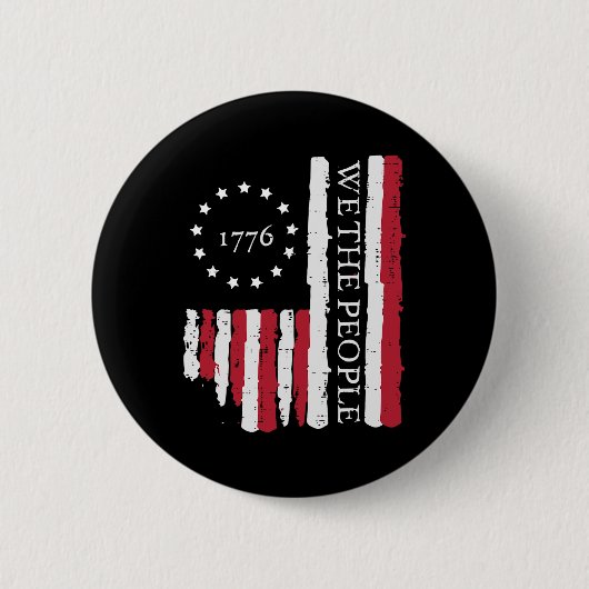 7月我々は米国民旗1776愛国者の男が出る 缶バッジ (正面)