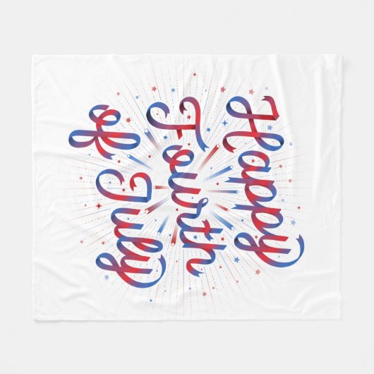 7月毛布(赤くか青の勾配)の幸せな第4 フリースブランケット (正面(横))