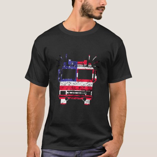 7月祝米州旗4日の消防士 Tシャツ (正面)