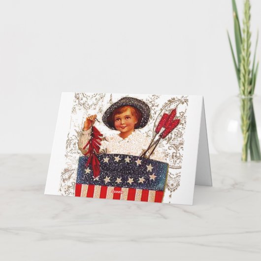7月第4愛国心が強い女性ギブソン・ガールに米国印を付けて下さい カード (裏面)