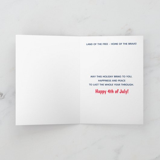 7月第4、愛国心が強い星条旗のリボン カード (内部)