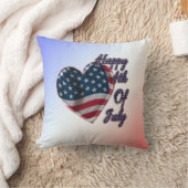 7月米国の旗のハートの幸せな第4 クッション (ブランケット)