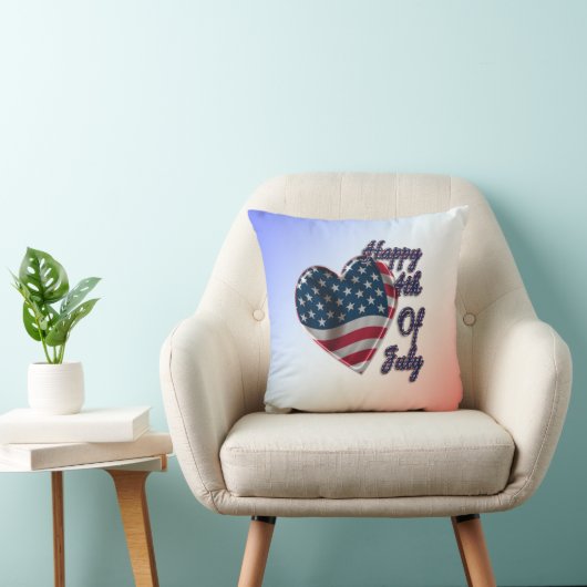 7月米国の旗のハートの幸せな第4 クッション (椅子)