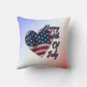 7月米国の旗のハートの幸せな第4 クッション (裏面)