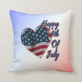 7月米国の旗のハートの幸せな第4 クッション