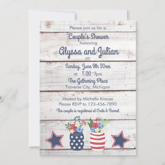 7月素朴カップルのシャワー4日 招待状 (正面)