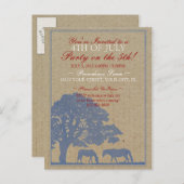 7月素朴4日のパーティー インビテーションポストカード (正面/裏面)