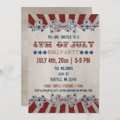 7月素朴4日BBQパーティの招待状 招待状 (正面/裏面)