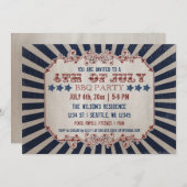 7月素朴4日BBQパーティの招待状 招待状 (正面/裏面)