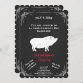 7月素朴BBQパーティーChalkboardのアメリカ4th 招待状 (正面/裏面)