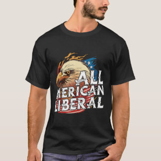 7月自由主義の日イーグルアメリカ国旗 Tシャツ