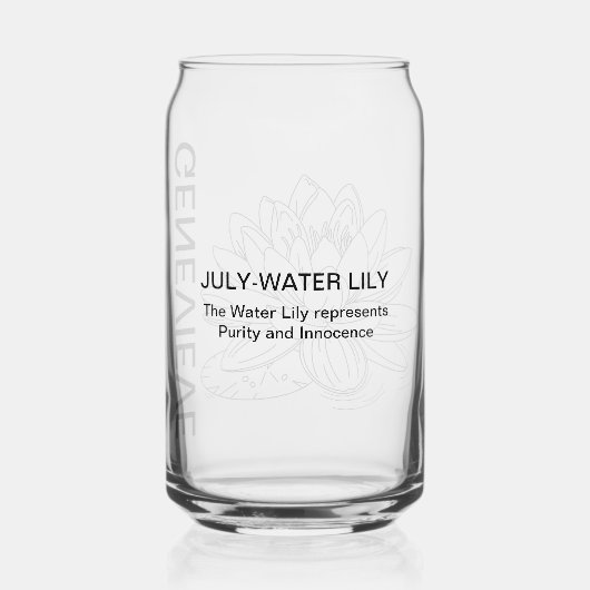 7月誕生フラワーウォーターリリーと名前をカスタムする ガラス缶 (裏面)